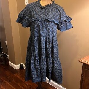 Ulla Johnson Blue Floral Ruffle Dress